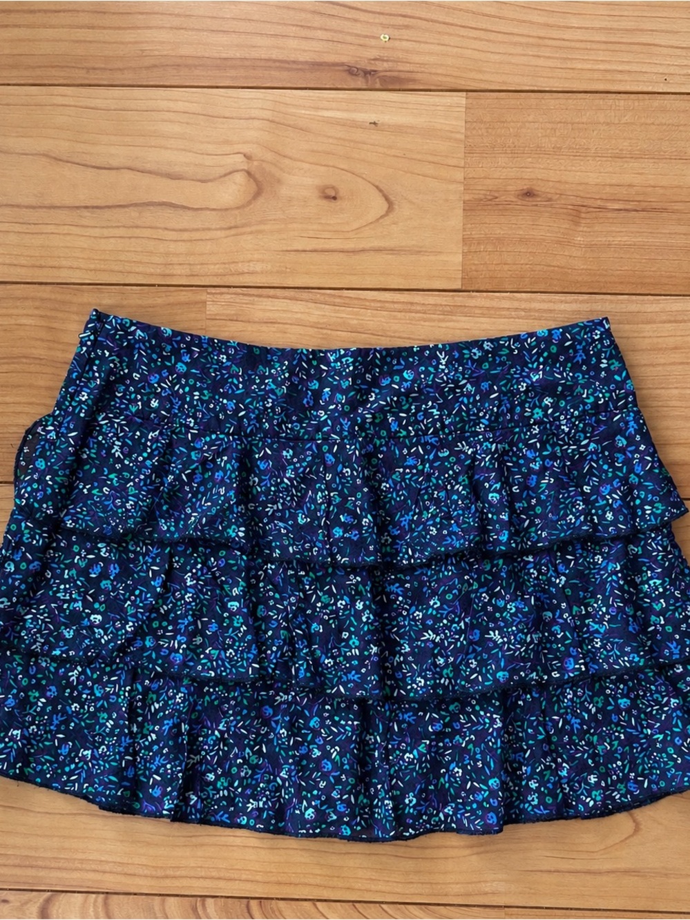 Vintage Express Floral Print Ruffle Skirt
